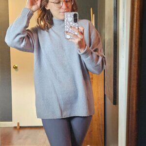 Everlane Women's Dusty Blue Mock Neck Turtleneck Sweater Yak Wool